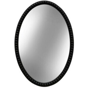 StyleCraft Black Oval Wooden Beaded Mirror - Black